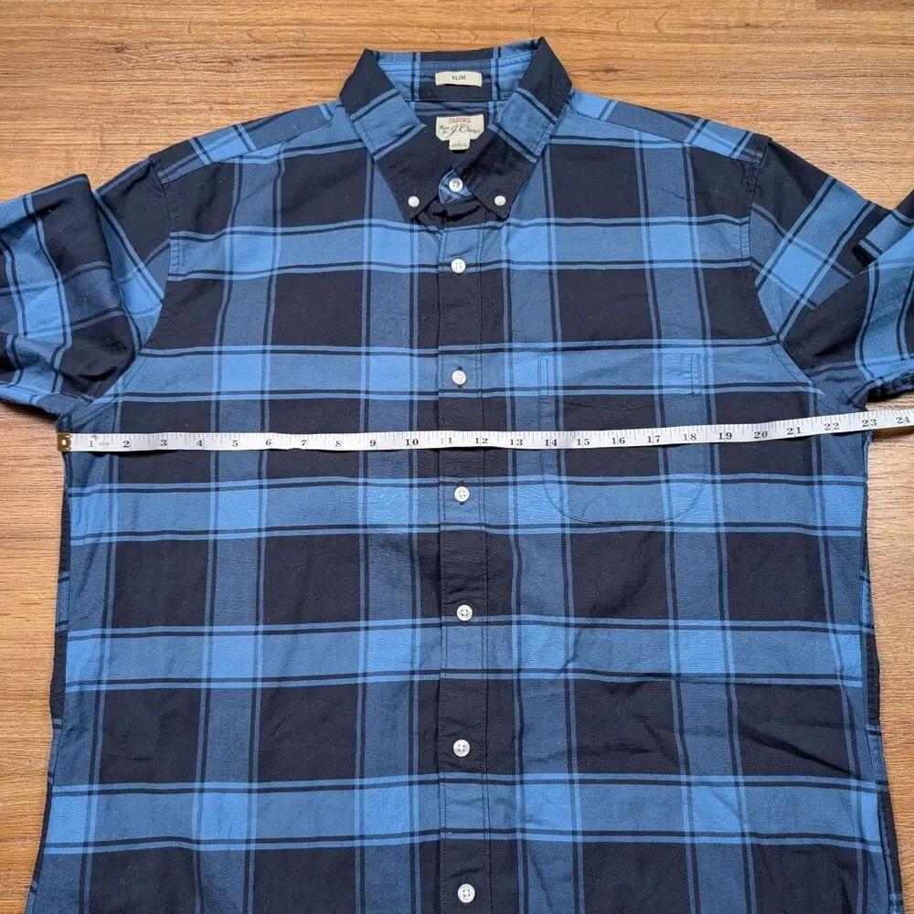 J. Crew All Cotton Oxford Shirt Mens Large Blue Slim Fit Long Sleeve Button Down